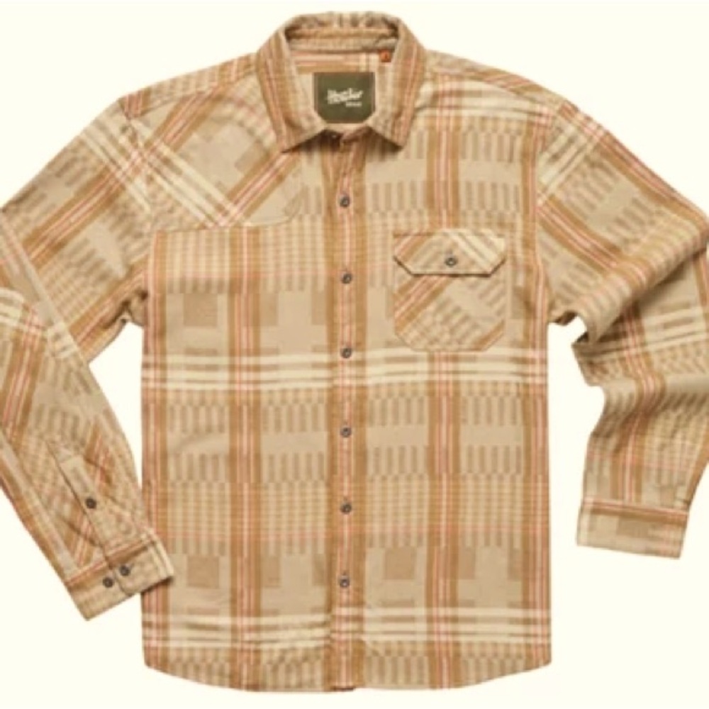 Howler Brothers Tan and Brown Plaid Casual Button Down Shirt